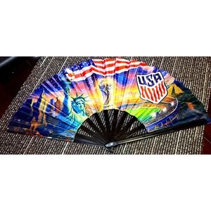 Folding Hand Fan Unisex OS New USA Soccer World Cup Patriotic Graphic
